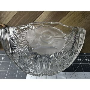 Anne Hutte Frosted Glass Candy Dish – Rose Motif Vintage Collectible